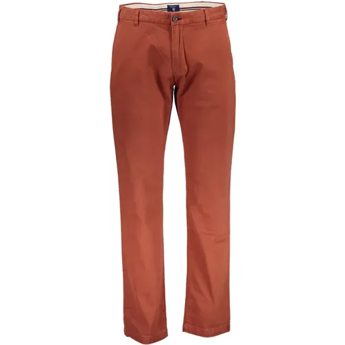 Chinos, male, , Size: W35 Men's Pants 4 Pockets Button Zip Logo - Gant - Modalova