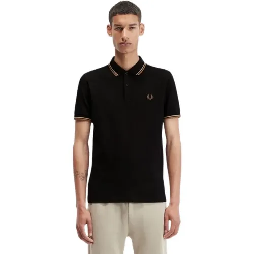 Schwarzes Twin Tipped Polo-Shirt , Herren, Größe: M - Fred Perry - Modalova