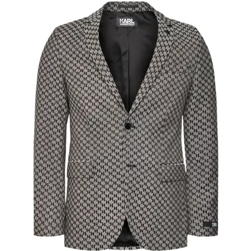 Blazers, male, , Size: M Grey Regular Fit Jacket - Karl Lagerfeld - Modalova