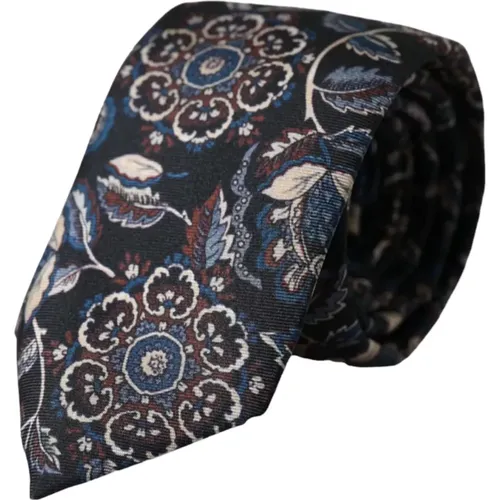 Ties, male, , Size: ONE SIZE Black Silk Tie with Floral Pattern - Dolce & Gabbana - Modalova