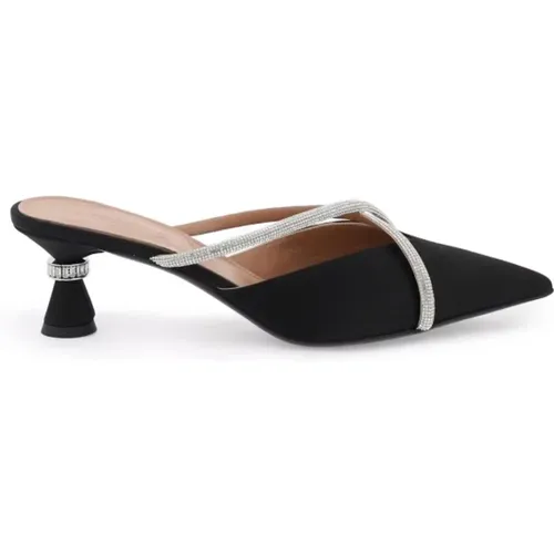 Satin Mules mit Strass Kreuzriemen , Damen, Größe: 40 EU - D'Accori - Modalova