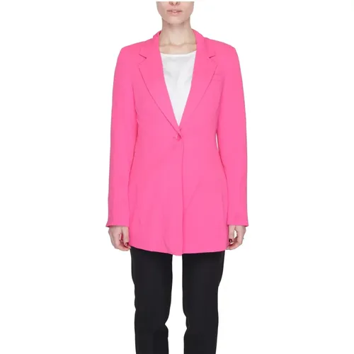 Blazers, female, , Size: M Fuchsia Buttoned Blazer for Women - Vero Moda - Modalova