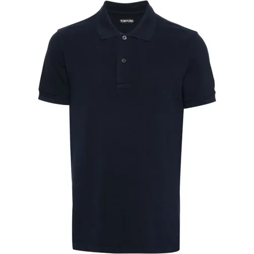 Navy Blue Logo Polo Shirt Tom Ford - Tom Ford - Modalova