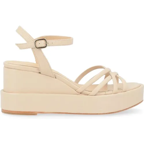 Wedges, female, , Size: 10 US Ivory Nappa Wedge Sandal - Paloma Barceló - Modalova