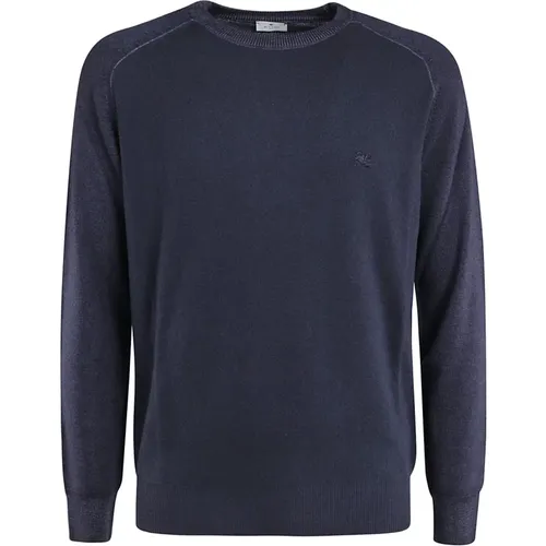 Navy Round Neck Sweater , male, Sizes: M - ETRO - Modalova