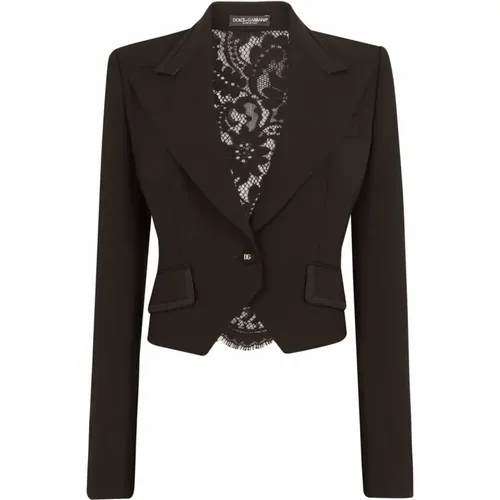 Blazers, female, , Size: 2XS Floral Lace Blazer Rising Revers - Dolce & Gabbana - Modalova