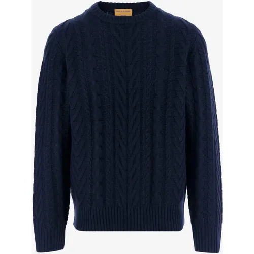 Cashmere Knitwear, male, , Size: L Cashmere Crew Neck Sweater Navy - Guest In Residence - Modalova