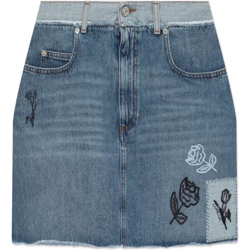Denim Skirts, female, , Size: S Short denim skirt with logo - Marni - Modalova