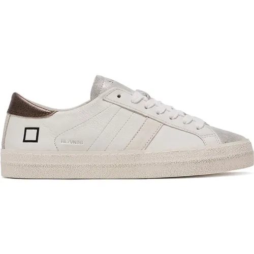 Weiße Ledersneakers mit silberfarbenem Laminat , Damen, Größe: 36 EU - D.a.t.e. - Modalova