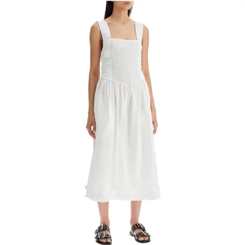 Midi-Kleid aus Baumwollpopeline mit Cut-Out , Damen, Größe: XS - Ganni - Modalova
