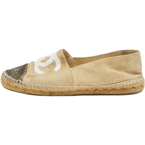 Pre-owned Flats, female, , Size: 10 US Pre-owned Raffia espadrilles - Chanel Vintage - Modalova