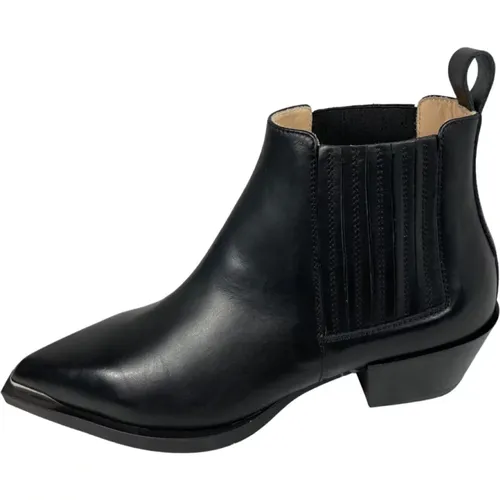 Schwarze Leder Cowboy Stiefeletten - Copenhagen Shoes - Modalova