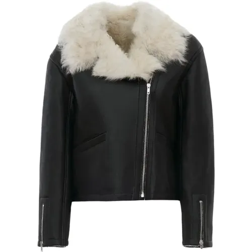 Shearling Biker Jacket , female, Sizes: S - Durazzi Milano - Modalova