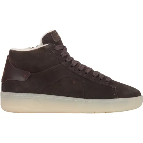 Damen Sattelbraune Italienische Velours High-Top Sneakers , Damen, Größe: 36 EU - Estro - Modalova