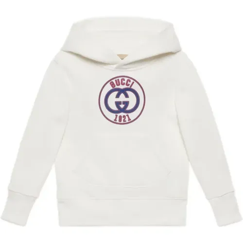 Kinder Weißer Pullover mit GG-Logo,Kinder Weiße Sweaters mit Interlocking G Print - Gucci - Modalova
