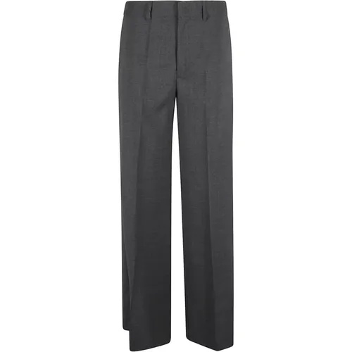 Wide Grey Wool Blend Trousers , female, Sizes: M, L, XS, S, XL - P.a.r.o.s.h. - Modalova