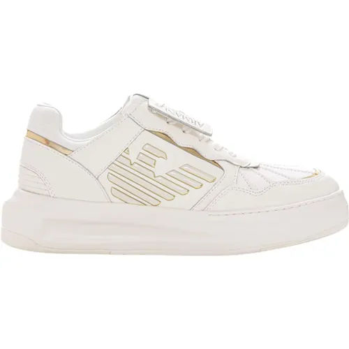 Leather Sneaker with Side Logo , female, Sizes: 7 UK, 5 UK, 6 UK, 4 UK, 3 UK, 8 UK - Emporio Armani - Modalova