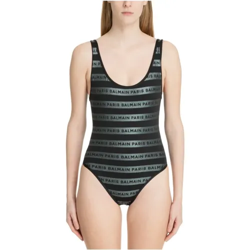 One-piece, female, , Size: M Iconic Stripes Swimsuit - Balmain - Modalova