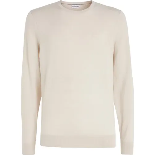 Men Merino Wool Crew Neck Sweater , male, Sizes: XL, S - Calvin Klein - Modalova