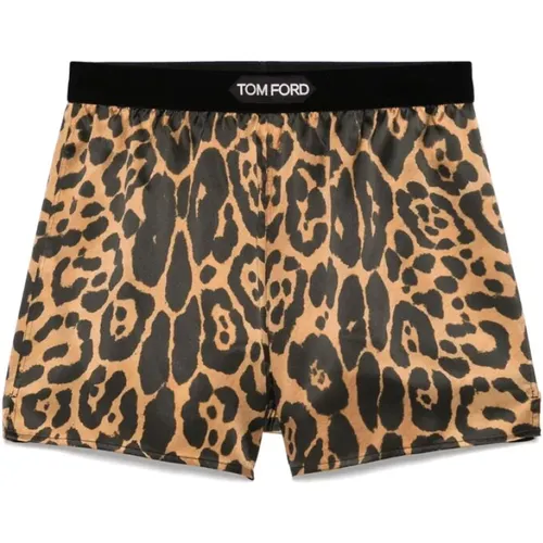 Bottoms, female, , Size: XS Leopard Print Elasticated Waistband Shorts - Tom Ford - Modalova