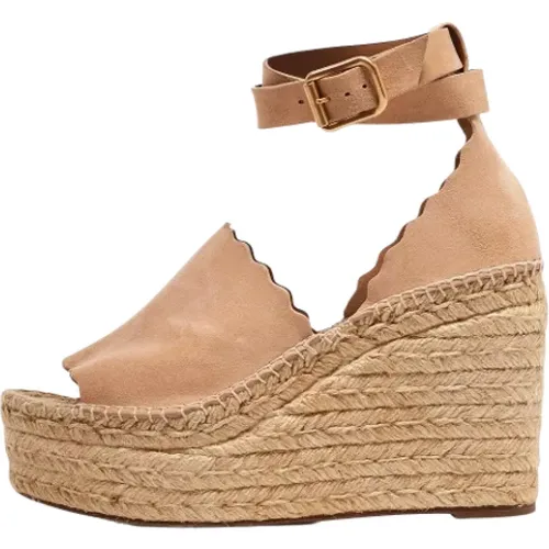 Pre-owned Sandals, female, , Size: 10 US Pre-owned Suede espadrilles - Chloé Pre-owned - Modalova