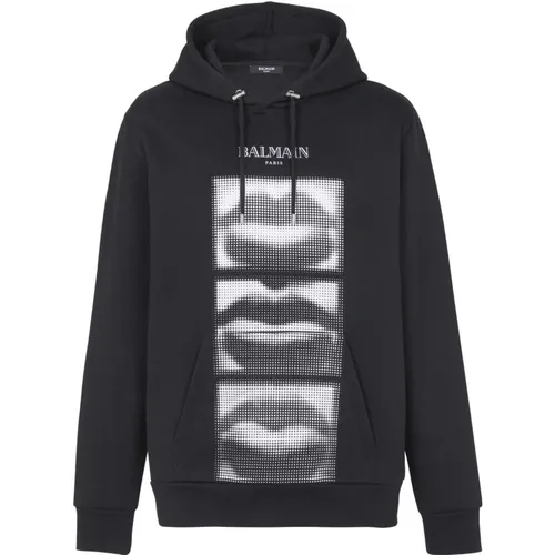 Hoodies, male, , Size: S Hoodie with vintage Lips print - Balmain - Modalova