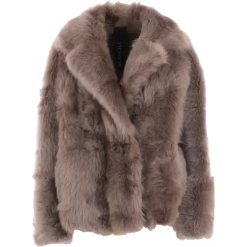 Shearling Coat Grey , female, Sizes: 2XS, S, XS - Blancha - Modalova