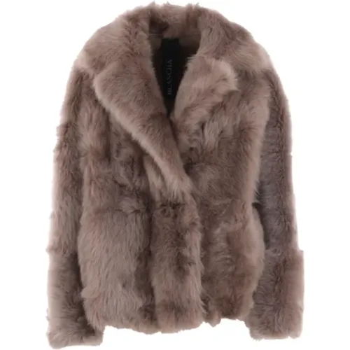 Shearling Coat Grey , female, Sizes: 2XS, XS - Blancha - Modalova