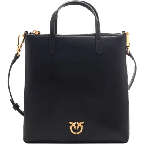 Schwarze Shopper Tasche mit Verstellbarem Riemen und Reißverschluss - pinko - Modalova