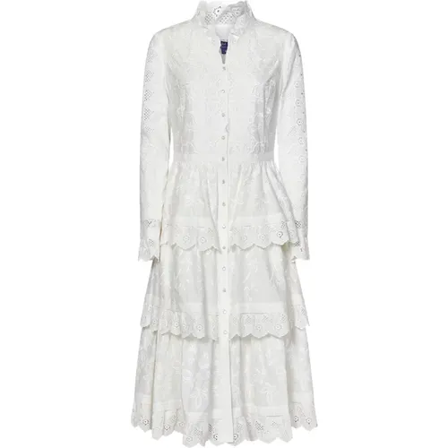 Weiße Blumen Midi Kleid - Ralph Lauren - Modalova