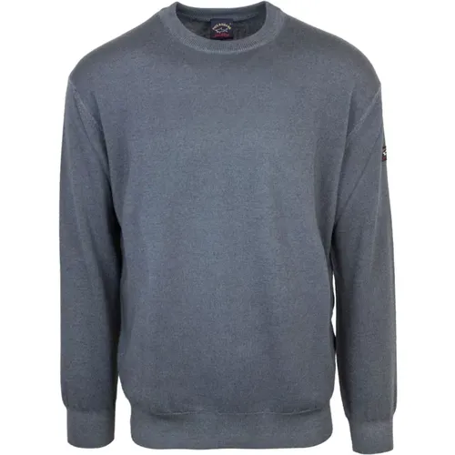 Round-neck Knitwear, male, , Size: XL Essential Men's Crewneck Sweater Grey - PAUL & SHARK - Modalova