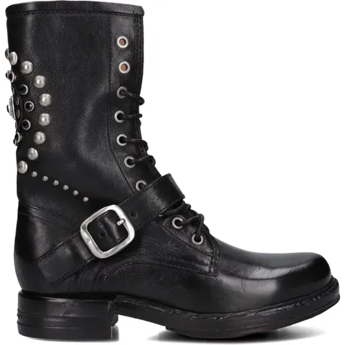 Schwarze Leder Damen Stiefeletten - a.s.98 - Modalova