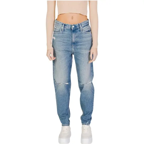 Cotton Mom Jeans , female, Sizes: W26 L28, W25 L28, W28 L28, W30 L28 - Calvin Klein Jeans - Modalova