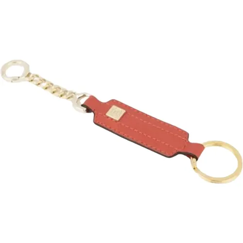 Roter Leder Schlüsselanhänger mit Kette - Piquadro - Modalova