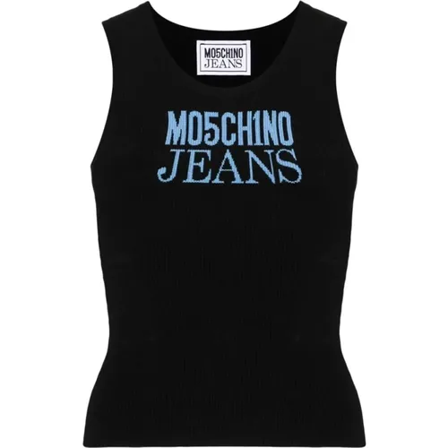 Knit Sleeveless Sweater with Logo , female, Sizes: M, S, L - Moschino - Modalova