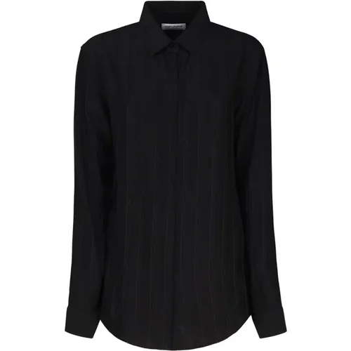 Silk Shirt Long Sleeve , female, Sizes: L, XL, 2XL - Saint Laurent - Modalova