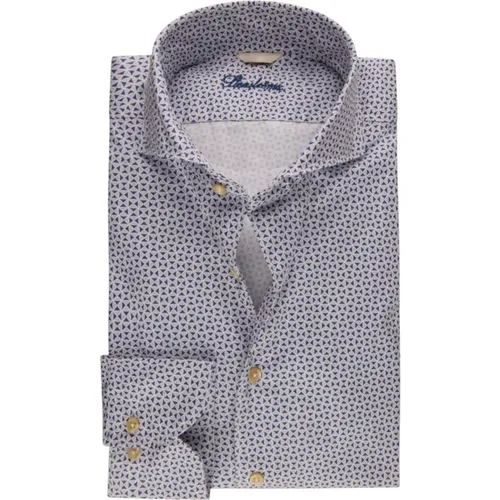 Casual Shirts, male, , Size: M Patterned Slim Fit Twill Shirt - Stenströms - Modalova