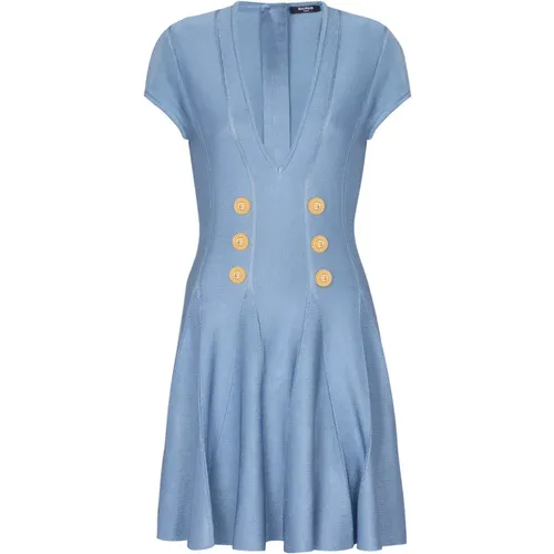 Button knit dress , female, Sizes: XS - Balmain - Modalova