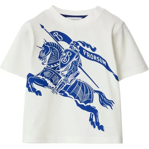 Weißes Kinder-T-Shirt mit Reiterdruck - Burberry - Modalova