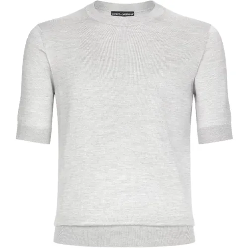 Short-sleeve silk T-shirt , male, Sizes: 2XL, XL, L - Dolce & Gabbana - Modalova
