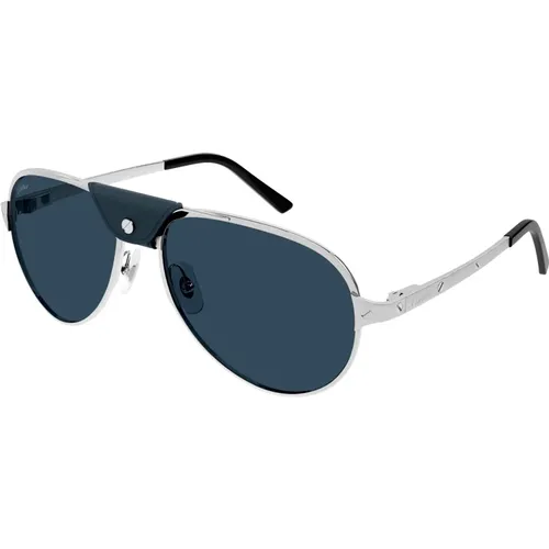 Pilot Shape Leather Sweatband Sunglasses , male, Sizes: 61 MM - Cartier - Modalova