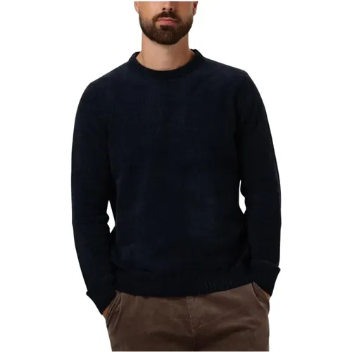 Blauer Chenille-Strickpullover , Herren, Größe: 2XL - Anerkjendt - Modalova