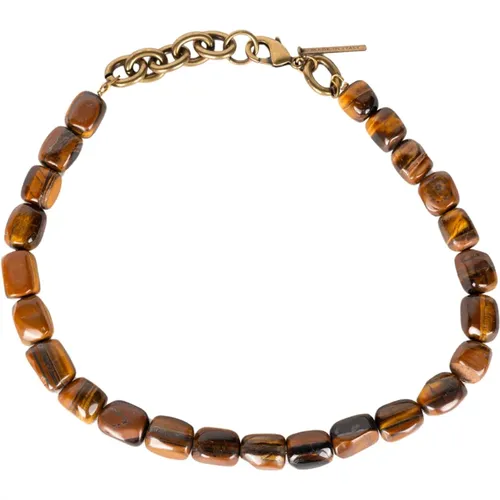 Necklaces, male, , Size: ONE SIZE Tiger Eye Stone Necklace Handmade Brass - Dries Van Noten - Modalova