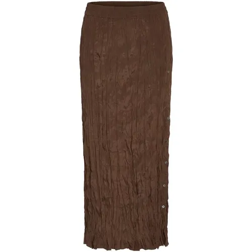 Silk Chocolate Crinkled Skirt , female, Sizes: S, L, M, XS - Heartmade - Modalova