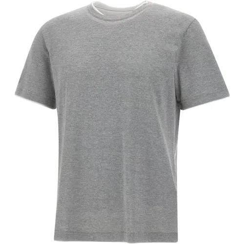 T-Shirts, male, , Size: L Luxury Cotton T-shirt Grey - Eleventy - Modalova