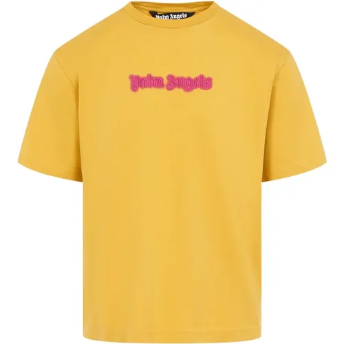 Neon Logo Slim Tee , Herren, Größe: L - Palm Angels - Modalova