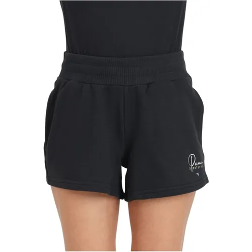 Schwarze Logo Print Shorts , Damen, Größe: M - Puma - Modalova