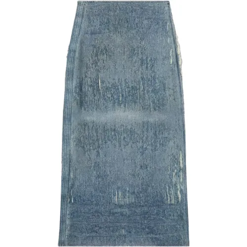 Denim Skirts, female, , Size: S Ocean Distressed High-Waisted Skirt - Diesel - Modalova