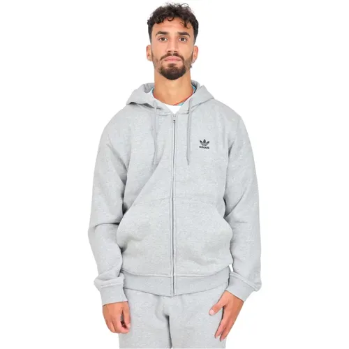 Zip Hoodie Essentials Grau Sportlich Herbst Winter , Herren, Größe: S - adidas Originals - Modalova