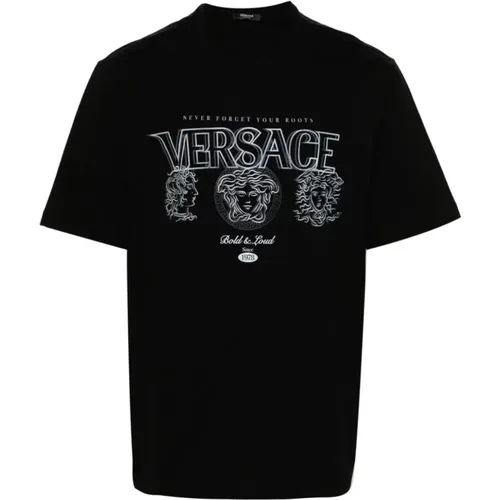 Cotton Jersey Crew Neck T-shirt , male, Sizes: M, L, 2XL, XL, S - Versace - Modalova